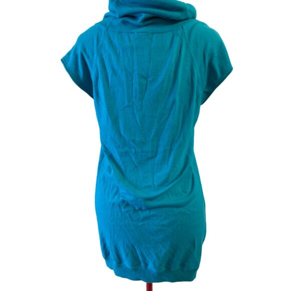 Tunic - Twik top in turquoise cotton Cowl neck with lace side pockets Medium - Picture 5 of 7